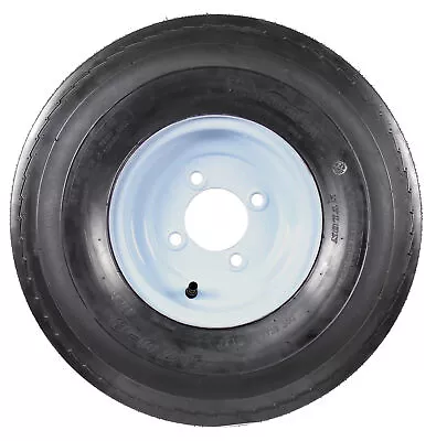 Trailer Tire On Rim 570-8 5.70-8 Load C 4 Lug Conventional White Wheel • $57.97