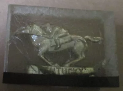 Vintage KENTUCKY HORSE RACING W Jockey Figure Encased In Plastic 2 X1.5  • $9.99