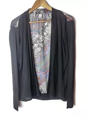 $10.99 • Buy Jockey Person To Person L/S Open Front Top Womens Medium Black Floral Back Print