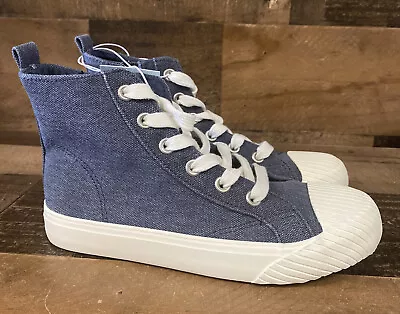 Youth Boys' Shiloh Lace-Up Zipper High Top Sneakers - Cat & Jack Blue Denim New! • $11.99