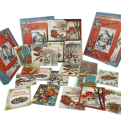 Vintage Lot  100+ Unused Christmas Greeting Cards Holiday 3 Boxes READ WEAR • $74.99