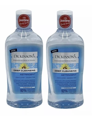 $25 • Buy 2 Packs Dickinson’s Enhanced Witch Hazel Deep Cleansing Astringent 16 Oz Ea