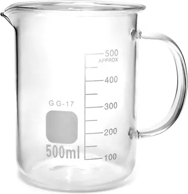 500Ml Beaker Mug With Handle Borosilicate Glass Measuring Cup • $20.14