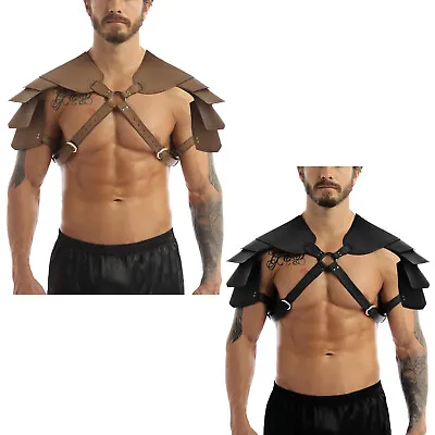 Men Steampunk Body Chest Harness Belt With Shoulder Armors Renaissance Cosplay • $32.33