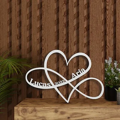 $26.99 • Buy Customized Wood Infinity Heart Sign Custom Wedding Gift Couple Names Est Date