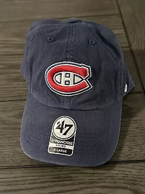 47 Brand Montreal Canadiens NHL Franchise Fitted Navy Blue Hat Size XL • $17.99