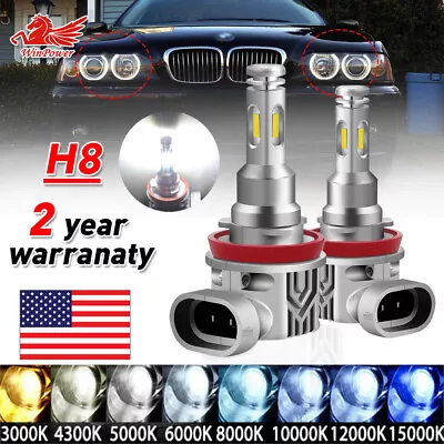 2x H8 LED HID Xenon Bulbs Angel Eyes Halo Ring Light 80W 6000K White For BMW E92 • $24.70