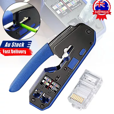 RJ45 EZ Crimper Cat5e 6 7 HD Pass Through Network Connector Crimping LAN Tool RO • $8.86