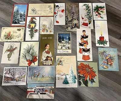 Lot Of 21 Vintage Christmas Cards From 1960’s Used Craft Scrapbooking Collecting • $30