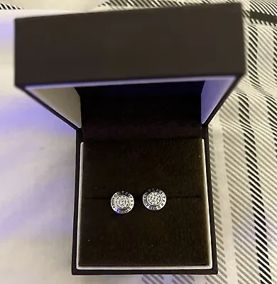 Silver Round Logo Earrings Stud S925 Jewellery Gift Pandora New • £14.99