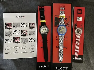 $1300 • Buy New Swatch Disney Mickey Mouse X Keith Haring Watch 2021 COMPLETE SET *US SELLER