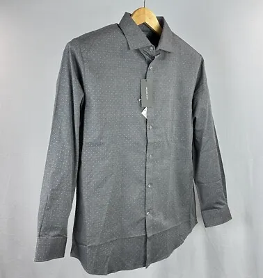 MICHAEL KORS Men's Dress Shirt Large 16-16 1/2 32/33 Gray Slim Fit Button Up NWT • $28.88