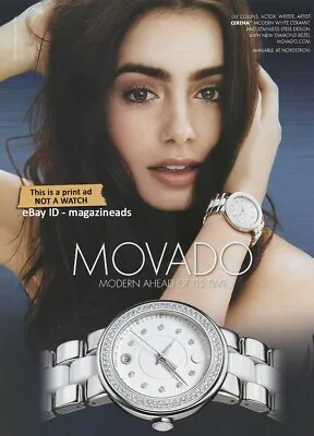 MOVADO Watches 1-Page PRINT AD 2013 LILY COLLINS Cerena PRETTY WOMAN • $8