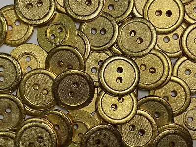 Italian  Designer  Matte Gold Finish Metal Button W/Rim 11mm 18mm 23mm 2hole • $9.99