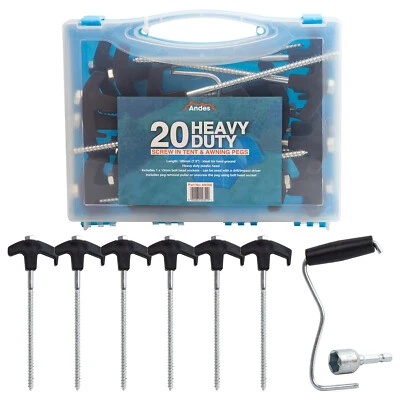 £15.99 • Buy Andes Screw In Threaded Heavy Duty Camping Tent & Awning Ground Pegs (20 Pack)