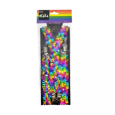 Rainbow Sequin Adult Suspenders Braces • $6.99