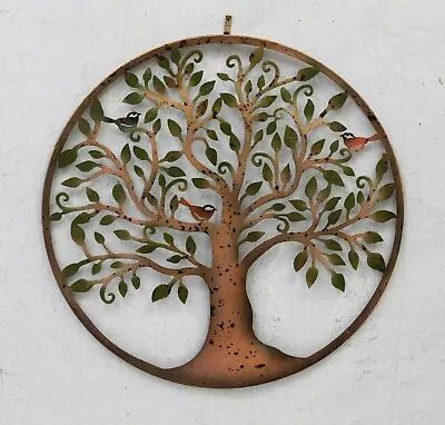 Rustic Tree Of Life Metal Round Wall Art Garden Sculpture Plaque Decor 40cm • £27.95