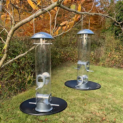 Heavy Duty Aluminium Bird Seed Feeder With Seed Catcher Tray (Set Of 2) • £29.99