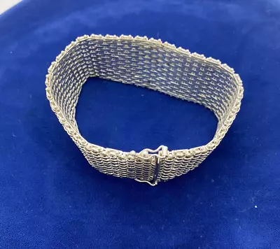 Milor Italy 925 Sterling Silver 1  Wide Basketweave Mesh Link Bracelet 50 G • $225