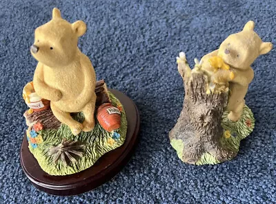 Disney Classic Pooh Pooh Sitting On A Log & Pooh With Bees Figurine Border Arts • $31.08