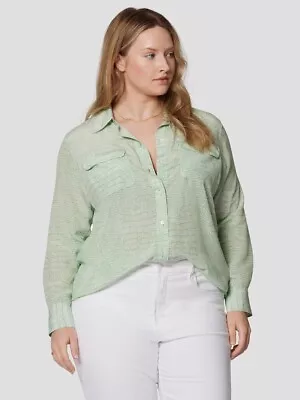 Equipment Slim Signature Silk Shirt Blouse White Green Print Size 1X NWT $295 • $101.07