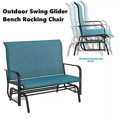 Patio Glider Rocking Chair Swing Bench Outdoor Porch Yard Seat Metal Loveseat • $114.99