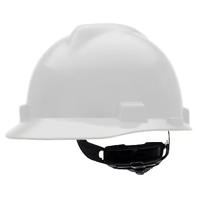 MSA WHITE V Gard ANSI OSHA Construction Safety HARD HAT 4 PT Ratchet Suspension • $21.75