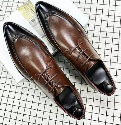 Mens Pointed Toe Lace Up Shoes Formal Business Oxfords Wedding Office Vintage • $54.78