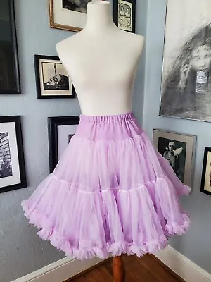$20 • Buy Vintage Lavender Nylon Ruffled Full 2 Layer Petticoat Crinoline.  22 -26 