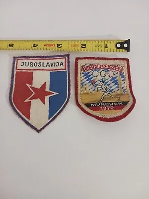 2 Olympic Patches Munchen 1972 Olympiastadt & Jugoslavika Rare Olympic Gear! • $26.99