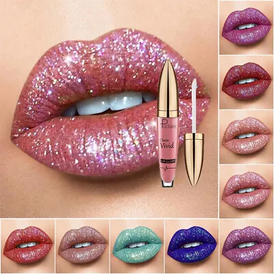 Long Lasting Glitter Waterproof Sparkle Liquid Lipstick Matte Make Up Lip Gloss① • £4.55