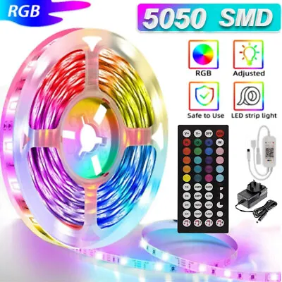 5m LED Strip Lights 5050 RGB Colour Changing Tapes Cabinet Kitchen Bluetooth APP • £9.89