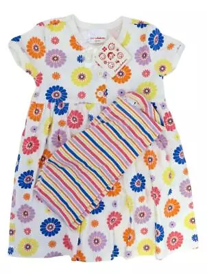 New NWT Girls Hanna Andersson Colorful Floral Playdress & Striped Shorts 110 • $39.99