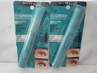 2 Mascara Maybelline Green Edition Mega Mousse Mascara 002 Very Black. • $9.25