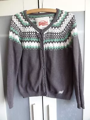 Superdry Fair Isle Nordic Knit Cardigan Size L 12 • £11.99