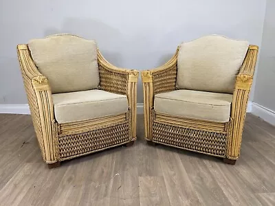 ARMCHAIRS Pair Of Daro Rattan Cane Conservatory Lounge Reversible Cushions • £189