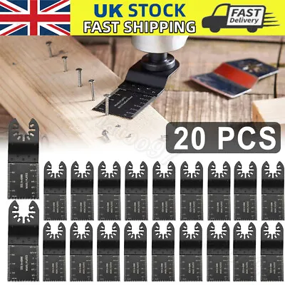 20Pcs Oscillating Multi Tool Saw Blades Set Carbide Blade Wood Metal Cutter UK • £7.99