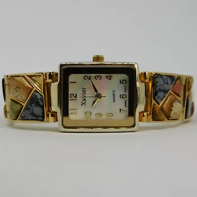 Xavier 07-1412LS Stones Inlay Quartz Analog Women's Watch Sz. 6 1/2  New Battery • $18.99