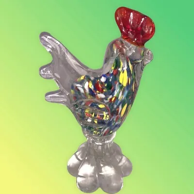 Beautiful Murano Style Millefiori Art Glass Rooster Figurine Statue 7  Tall • $18