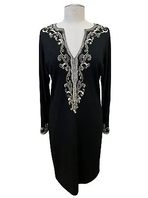 NAEEM KHAN Women's Tunic Top Sequins Embellished Wool Size 8 • $130