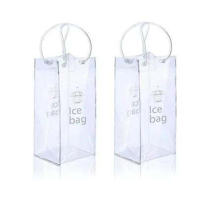 1X(Ice Wine Bag Portable Collapsible Clear Wine Pouch Cooler With Handle Follo • £10.34