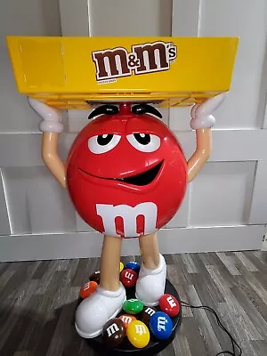 M&M Red Character Candy Store Display W/ Storage Tray Rolling Wheels Excellent  • $325