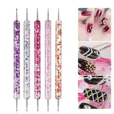 Nail Art Dotting Tool 2 Size Double Ended Beautiful Acrylic Handle (1 -5 Pieces) • $1.99