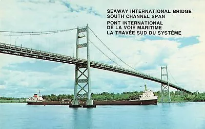 SHIP Canadian Lake Freighter Passing Under BRAND NEW Seaway International Bridge • $16.99