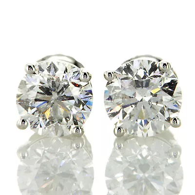 Diamond Stud Earrings Round Shape Natural E/F SI2/I1 14K White Gold 1.71 Carat • $3350