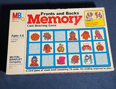 Vintage Memory Card Matching Game Fronts And Backs Milton Bradley 1980 Complete • $15