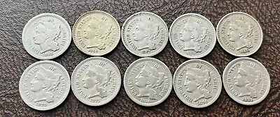 $52.03 • Buy 10 Different 3 Cent Coins From 1865 To 1881