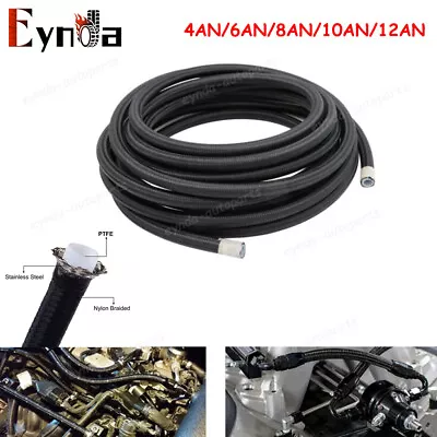 4AN 6AN 8AN 10AN Nylon & Stainless Steel PTFE Braided Fuel Hose Oil Gas Air Line • $29.79