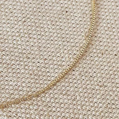 18K Solid Yellow Gold Box Necklace Real Gold Chain 16  18   20  • $154.99