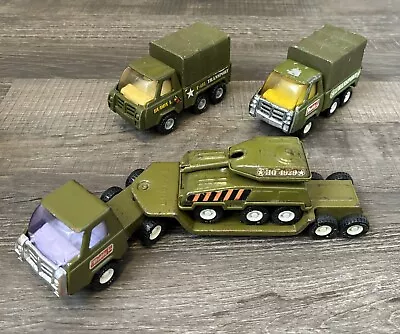 Vintage Buddy L Military Metal Tin Transport Trucks & Tank Set Japan Very Nice • $12.99